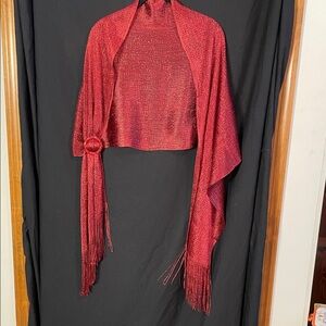 Elegant Red Women's Sweater with Fringe